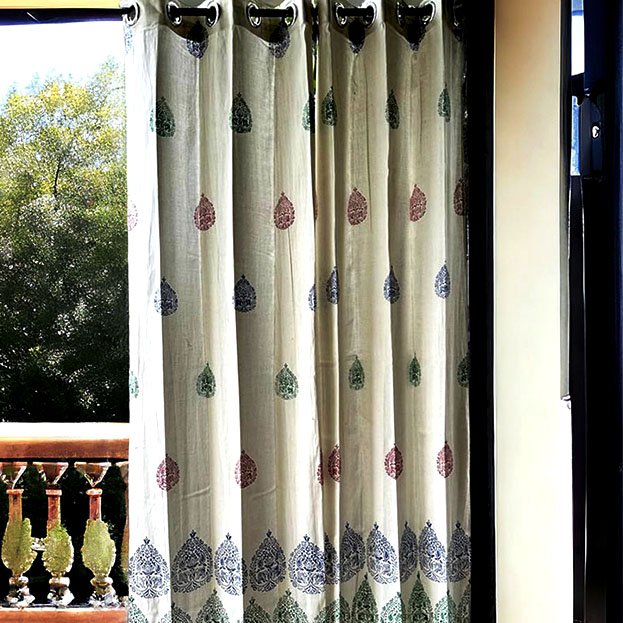 Hand Block Printed Curtain — Set of 2