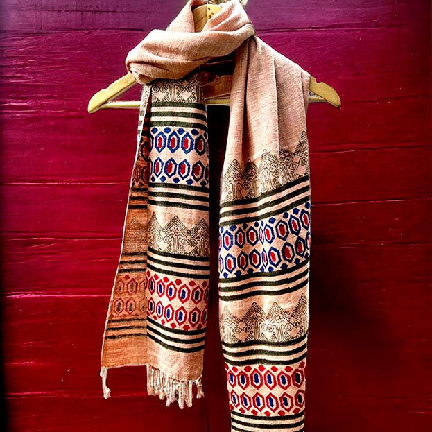Hand Block Printed Eri Silk Stole