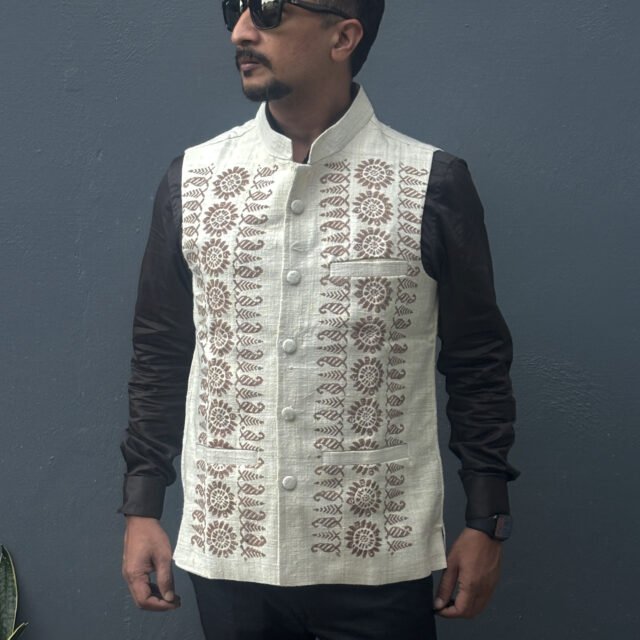 Hand Block Printed Eri Silk Jacket