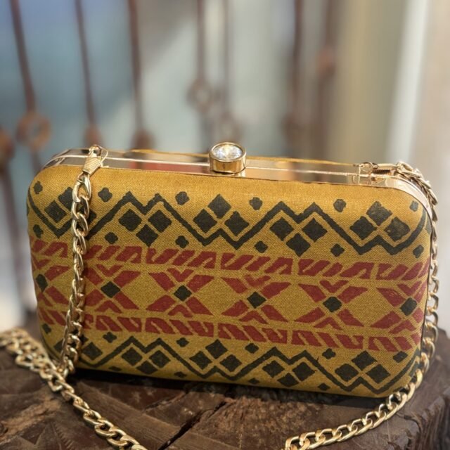 Henna Green Tribal Prints Clutch Bag