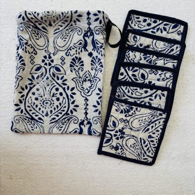 Zero Waste Washable Coaster with Pouch — Set of 6